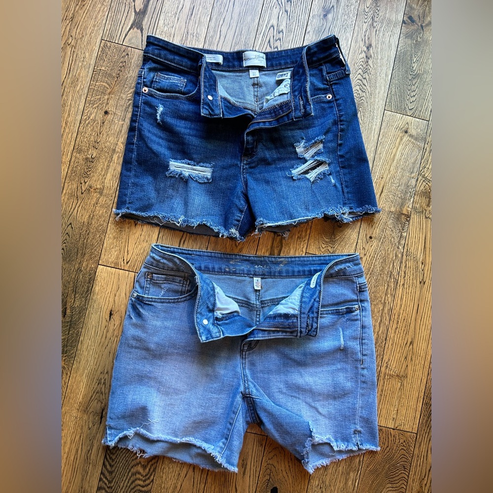 Women's Distressed Denim Shorts - Blue